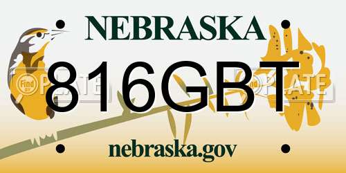 816GBT Nebraska License Plate