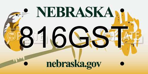816GST Nebraska License Plate