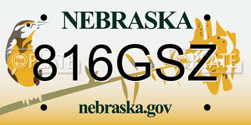 816GSZ Nebraska License Plate
