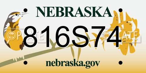 816S74 Nebraska License Plate