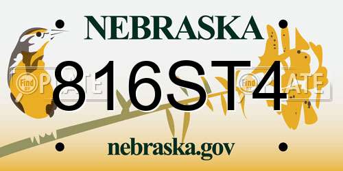 816ST4 Nebraska License Plate