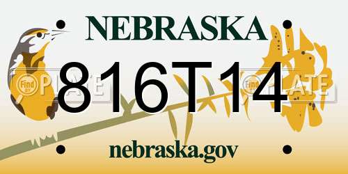 816T14 Nebraska License Plate
