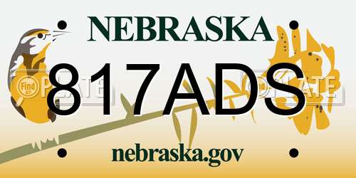 817ADS Nebraska License Plate