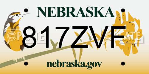 817ZVF Nebraska License Plate