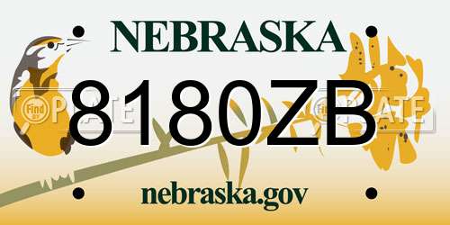 8180ZB Nebraska License Plate