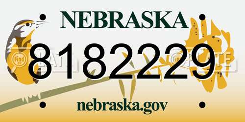 8182229 Nebraska License Plate