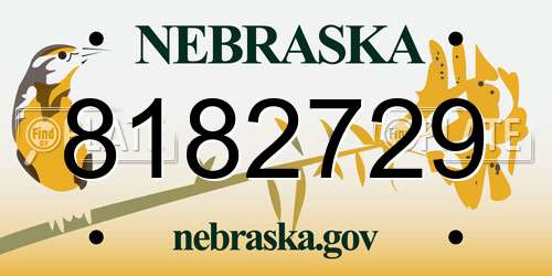 8182729 Nebraska License Plate