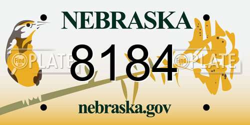 8184 Nebraska License Plate