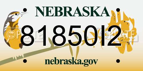 81850I2 Nebraska License Plate