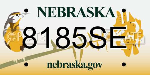 8185SE Nebraska License Plate