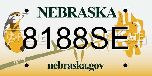 8188SE Nebraska License Plate