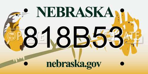 818B53 Nebraska License Plate