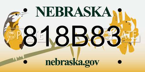 818B83 Nebraska License Plate
