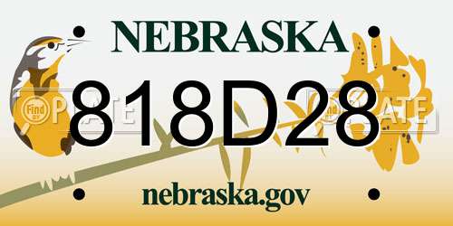 818D28 Nebraska License Plate