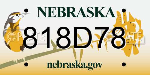 818D78 Nebraska License Plate