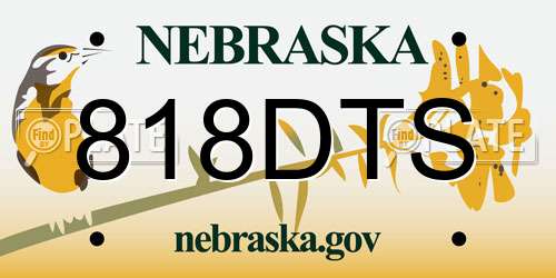 818DTS Nebraska License Plate