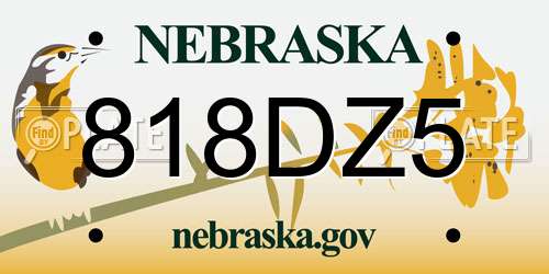 818DZ5 Nebraska License Plate