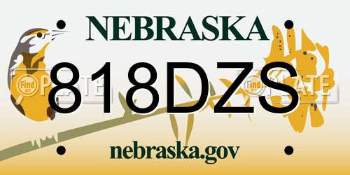 818DZS Nebraska License Plate