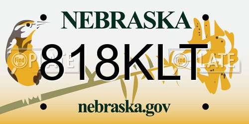 818KLT Nebraska License Plate