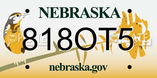 818OT5 Nebraska License Plate