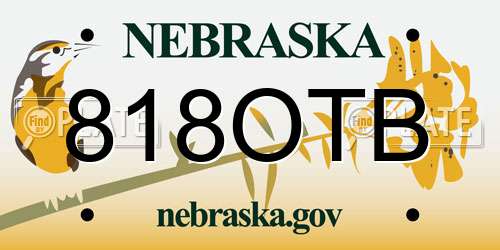 818OTB Nebraska License Plate