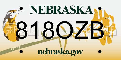 818OZB Nebraska License Plate