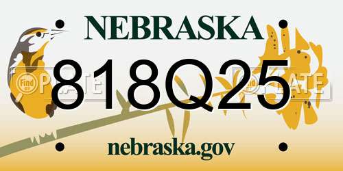 818Q25 Nebraska License Plate