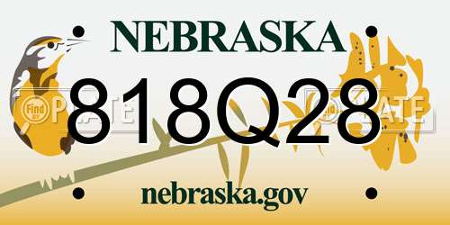 818Q28 Nebraska License Plate