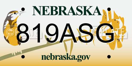 819ASG Nebraska License Plate
