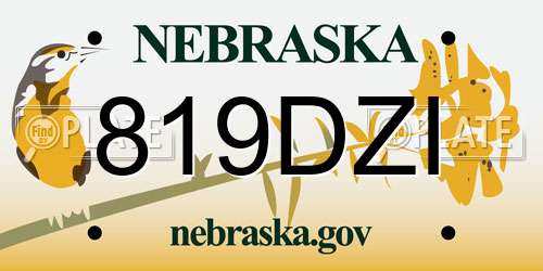 819DZI Nebraska License Plate
