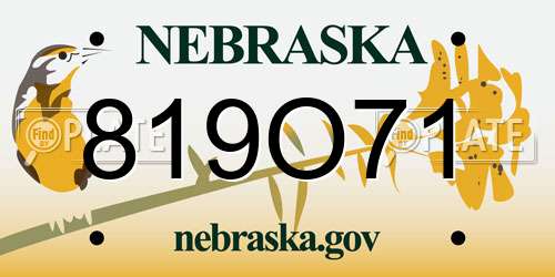 819O71 Nebraska License Plate