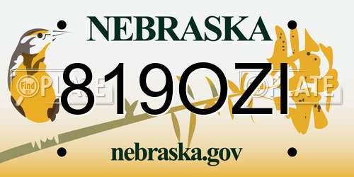 819OZI Nebraska License Plate
