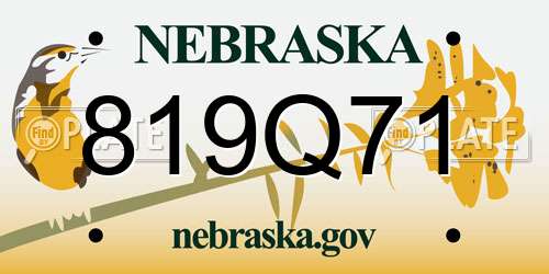 819Q71 Nebraska License Plate