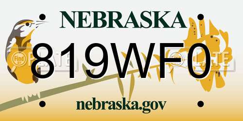 819WF0 Nebraska License Plate