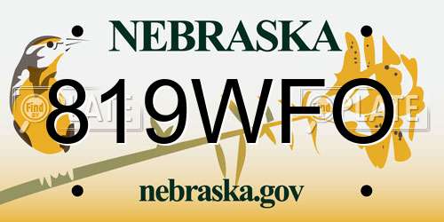 819WFO Nebraska License Plate