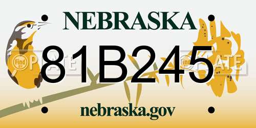 81B245 Nebraska License Plate