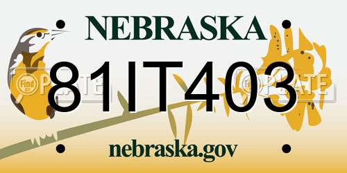 81IT403 Nebraska License Plate