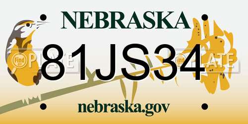 81JS34 Nebraska License Plate