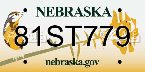 81ST779 Nebraska License Plate