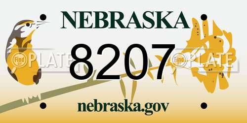 8207 Nebraska License Plate