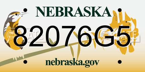 82076G5 Nebraska License Plate
