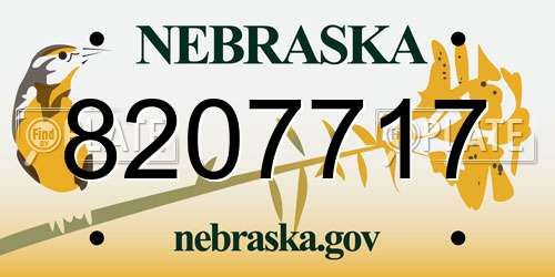 8207717 Nebraska License Plate