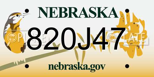 820J47 Nebraska License Plate