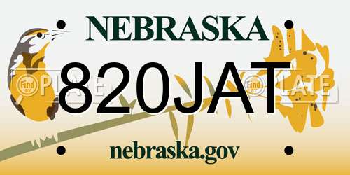 820JAT Nebraska License Plate