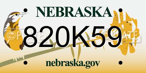 820K59 Nebraska License Plate