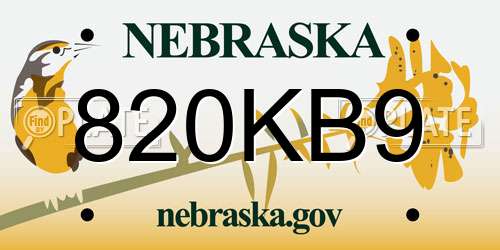 820KB9 Nebraska License Plate