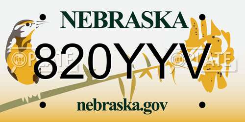 820YYV Nebraska License Plate