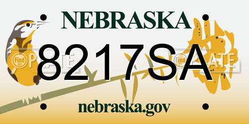 8217SA Nebraska License Plate