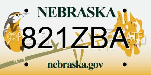 821ZBA Nebraska License Plate