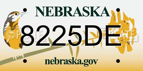 8225DE Nebraska License Plate
